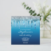 Invitation Sky Ocean Blue Ombre Parties scintillant Foil Drit (Debout devant)