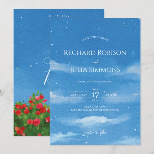 Invitation SKY Save The Date / Ciel à l'aquarelle (Devant / Derrière)