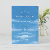 Invitation SKY Save The Date / Ciel aquarelle Nuag (Debout devant)