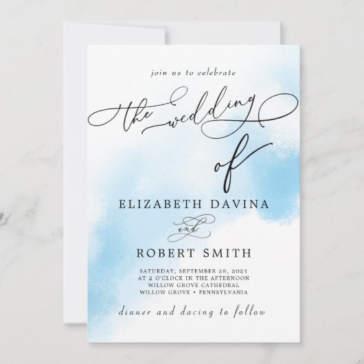 Invitation Sky Watercolor Laver et mariage élégant (Devant)