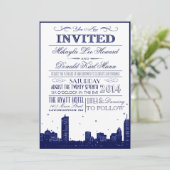 Invitation Skyline de Boston Bleu foncé sur fond b (Debout devant)