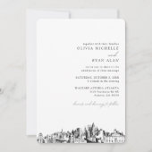 Invitation Skyline Élégante du Mariage Atlanta (Devant)