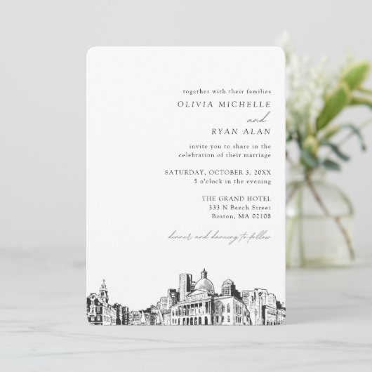Invitation Skyline Mariage de Boston (Debout devant)
