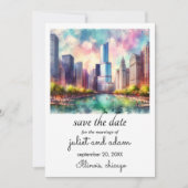 Invitation skyline mariage de chicago enregistrer la date (Devant)