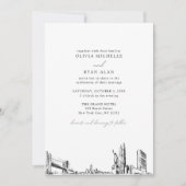 Invitation Skyline moderne Noir & Blanc New York City Mariage (Devant)