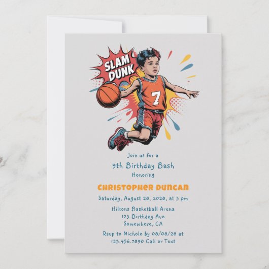 Invitation Slam Dunk Boy Anniversaire Bash (Devant)