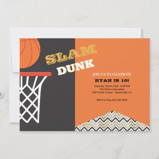 Invitation Slam Dunk fête d'anniversaire (Devant)