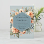 Invitation Slate Apricot Bloom Wedding (Debout devant)