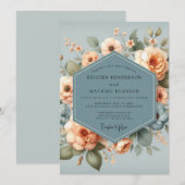Invitation Slate Apricot Bloom Wedding (Devant / Derrière)