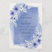 Invitation Slate Blue Airy Bloom Wedding (Devant)