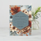Invitation Slate Blue Auburn Flora Wedding (Debout devant)