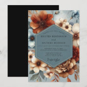 Invitation Slate Blue Auburn Flora Wedding (Devant / Derrière)