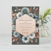 Invitation Slate Blue Autumn Bloom Wedding (Debout devant)