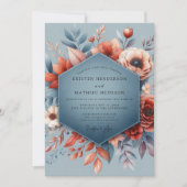 Invitation Slate Blue Autumnal Bloom Wedding (Devant)