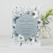 Invitation Slate Blue Bloom Frost Wedding (Debout devant)