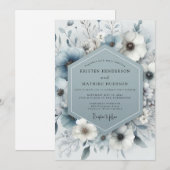 Invitation Slate Blue Bloom Frost Wedding (Devant / Derrière)