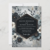 Invitation Slate Blue Bloom Wedding (Devant)