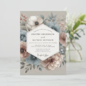 Invitation Slate Blue Blush Hazy Bloom Wedding (Debout devant)