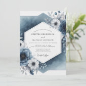 Invitation Slate Blue Botanical Elegance Wedding (Debout devant)