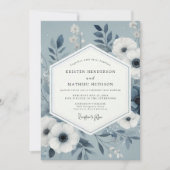 Invitation Slate Blue Botanical Romance Wedding (Devant)