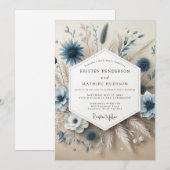 Invitation Slate Blue Botanical Whimsical Wedding (Devant / Derrière)