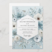 Invitation Slate Blue Ethereal Anemone Wedding (Devant / Derrière)