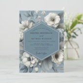 Invitation Slate Blue Ethereal Flora Wedding (Debout devant)