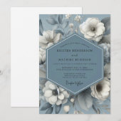Invitation Slate Blue Ethereal Flora Wedding (Devant / Derrière)