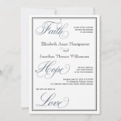 Invitation Slate Blue Faith Hope Love Script Mariage (Devant)