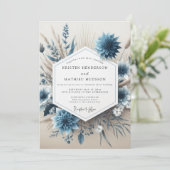Invitation Slate Blue Floral Autumn Wedding (Debout devant)