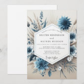 Invitation Slate Blue Floral Autumn Wedding (Devant / Derrière)