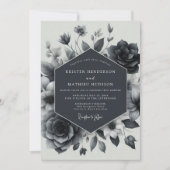 Invitation Slate Blue Floral Enchantment Wedding (Devant)