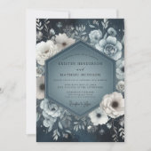 Invitation Slate Blue Floral Nightfall Wedding (Devant)