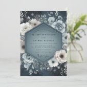 Invitation Slate Blue Floral Nightfall Wedding (Debout devant)