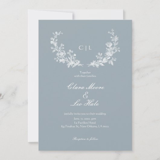 Invitation Slate Blue French Country Wedding (Devant)