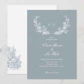 Invitation Slate Blue French Country Wedding (Devant / Derrière)