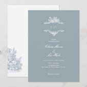 Invitation Slate Blue French Country Wedding (Devant / Derrière)