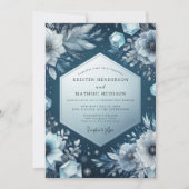 Invitation Slate Blue Frost Bloom Wedding (Devant)