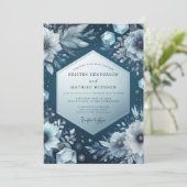 Invitation Slate Blue Frost Bloom Wedding (Debout devant)