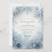 Invitation Slate Blue Frosty Bloom Wedding (Devant)