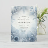 Invitation Slate Blue Frosty Bloom Wedding (Debout devant)