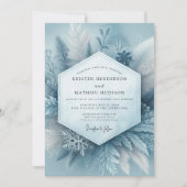 Invitation Slate Blue Frosty Botanical Wedding (Devant)