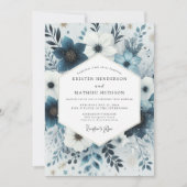 Invitation Slate Blue Frosty Flora Wedding (Devant)