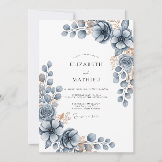 Invitation Slate Blue Frosty Winter Wedding (Devant)
