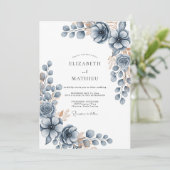 Invitation Slate Blue Frosty Winter Wedding (Debout devant)
