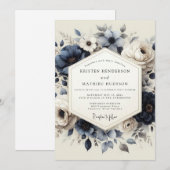 Invitation Slate Blue Heirloom Flora Wedding (Devant / Derrière)