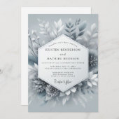 Invitation Slate Blue Icy Botanical Wedding (Devant / Derrière)