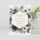 Invitation Slate Blue Luminous Anemone Wedding (Debout devant)