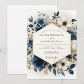 Invitation Slate Blue Luminous Anemone Wedding (Devant / Derrière)
