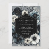 Invitation Slate Blue Midnight Bloom Wedding (Devant)